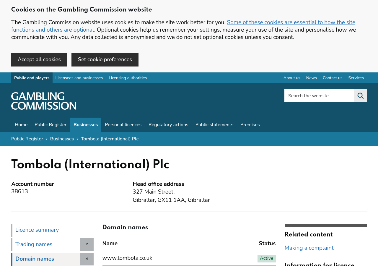 Gambling Commission register record captured for Tombola